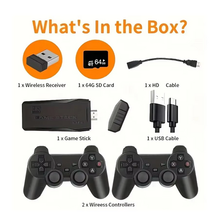 Portable Game Stick M8 4K HD With 2 Wireless Game-pad Joystick Controller with video games