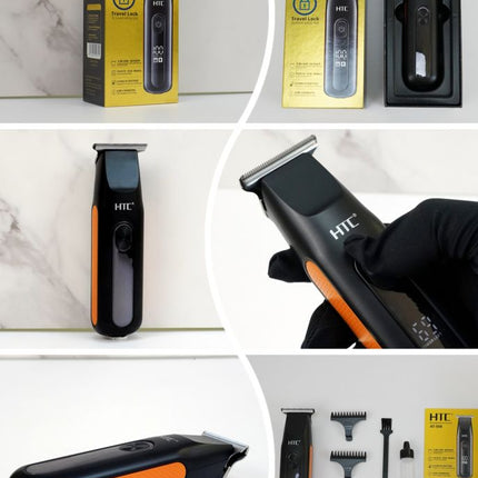 HTC AT-508 Hair Clipper Lithium Battery Travel Hair Trimmer with Digital Display Multi Fittings