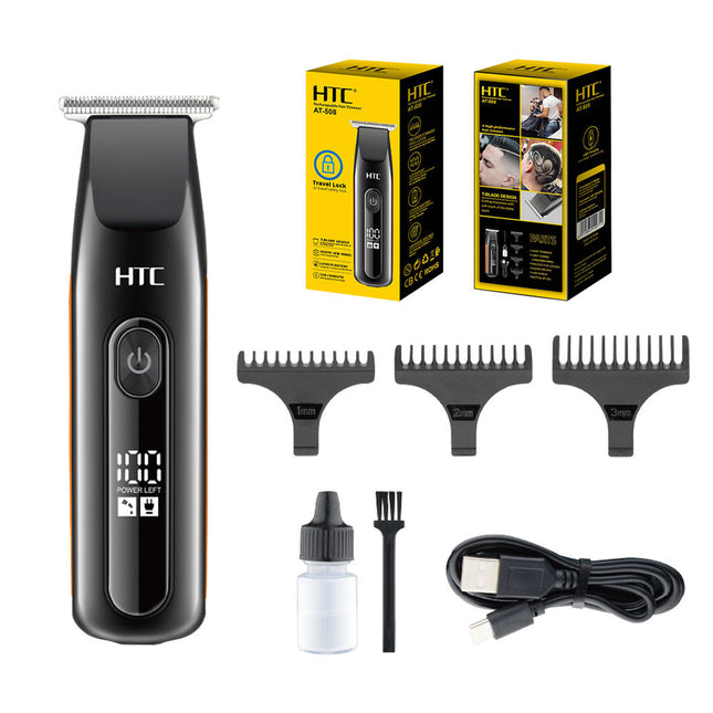 HTC AT-508 Hair Clipper Lithium Battery Travel Hair Trimmer with Digital Display Multi Fittings