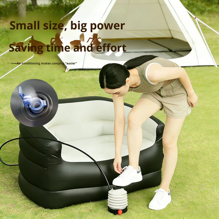 Inflatable PVC Sofa Outdoor Thickened Foldable Camping Backrest Recliner Double Sofa