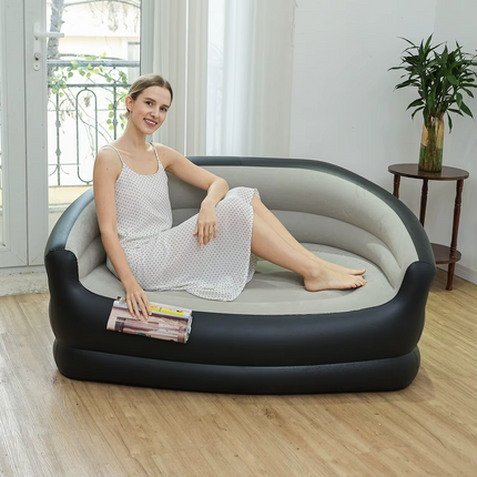 Inflatable PVC Sofa Outdoor Thickened Foldable Camping Backrest Recliner Double Sofa