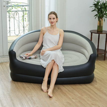 Inflatable PVC Sofa Outdoor Thickened Foldable Camping Backrest Recliner Double Sofa