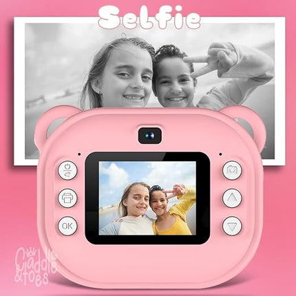 Kids Instant Print Mini Camera Digital HD Photo & Video with Games Fun Toy for Boys & Girls Ages 4-18  Includes 2 Print Rolls (Blue)