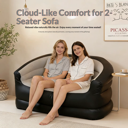 Inflatable PVC Sofa Outdoor Thickened Foldable Camping Backrest Recliner Double Sofa