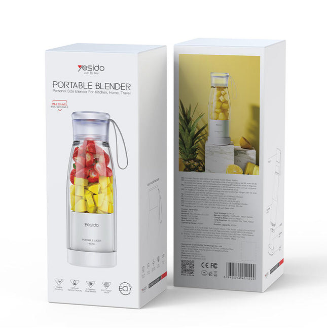 Portable Blender Juicer Ultra Light 6 Steel Knives 1500mAh Battery Two Mouth Design