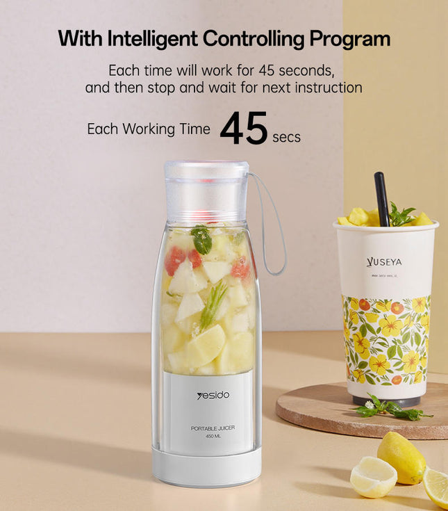 Portable Blender Juicer Ultra Light 6 Steel Knives 1500mAh Battery Two Mouth Design