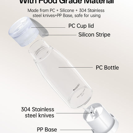 Portable Blender Juicer Ultra Light 6 Steel Knives 1500mAh Battery Two Mouth Design